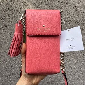 Kate Spade iPhone Case North South Crossbody Pebbled in Coral Pink